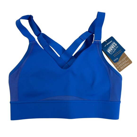 NWT Brooks Drive Interlace Sports Bra Blue | Size 30C/D - Picture 4 of 8